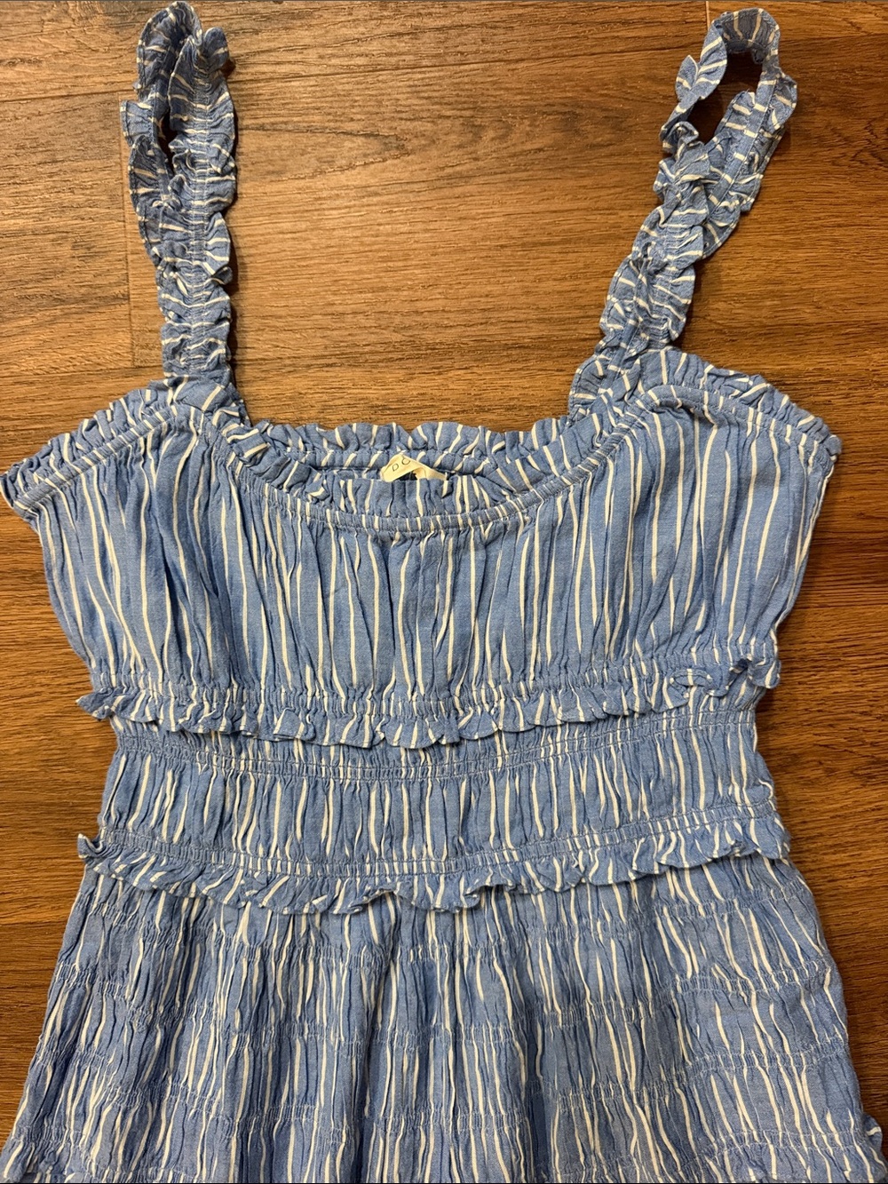 Doen Marianne Shirred Striped Cotton Poplin Midi Dress - Picture 4 of 8